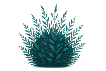 Teal leaves and stems create a decorative border, perfect for adding a touch of nature to designs with its transparent background