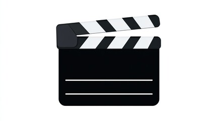 Black clapperboard with white stripes, film slate for movie production on a white background