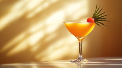 Tropical cocktail drink, sunlit background, elegant presentation