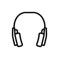 A basic black outlined drawing of headphones. Editable stroke. Vector illustration
