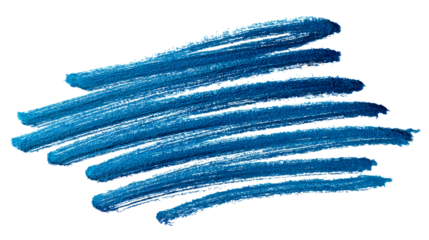 Textured blue makeup smudge on white background, cut out transparent