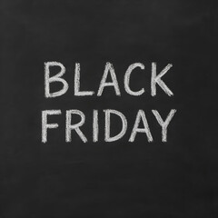 Obraz premium Black Friday text written in white chalk on blackboard background for shopping promotion and sales