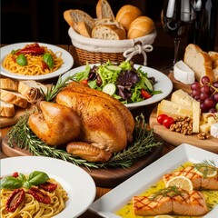 grilled salmon steak with vegetables