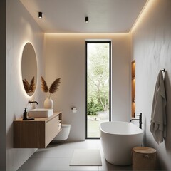 modern bathroom interior with bathtub