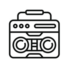 A boombox or portable stereo outlined in a clean simple style. Editable stroke. Vector illustration