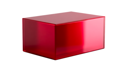 Transparent Red Rectangular Prism Object with Reflective Surface, cut out transparent