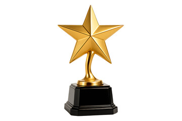 Golden Star Trophy Award Isolated on Transparent Background