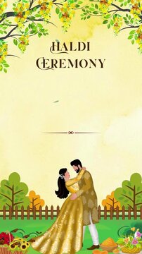 Green and brown floral indian wedding haldi ceremony invitation blank background video