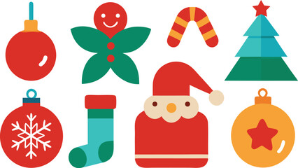 Charming vector christmas icons pack festive decorations and holiday elements detailed illustration