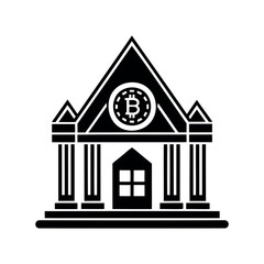 Bitcoin Bank Symbol with Classic Architectural Style and Cryptocurrency Integration
