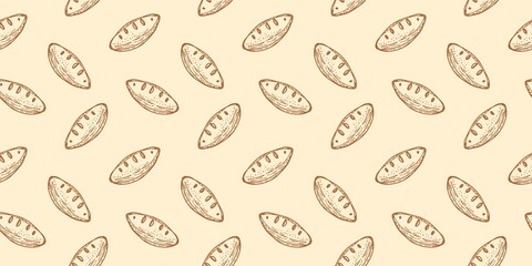 Bread seamless pattern background. Bakery theme pattern. Doodle bread pattern background. Bread pattern background. Bread background.