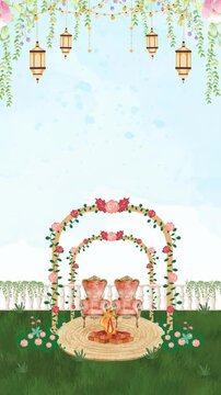 Wedding invitaion pink green and blue elegant blank background video