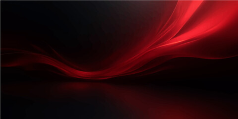 Red abstract background with flowing curves and smooth colorful light patterns