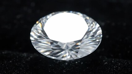 Diamond rotating on black velvet with rainbow light reflections - Powered by Adobe