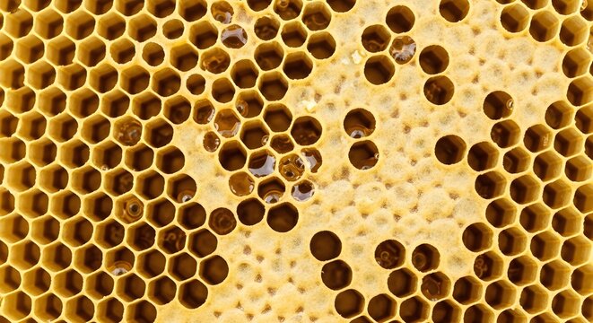 Golden honeycomb cells brimming with liquid honey, a natural sweet wonder - Powered by Adobe