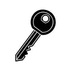 Black and white image of a door key with a rounded head