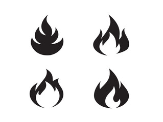 Decorative flame silhouette icons set for energy illustrations