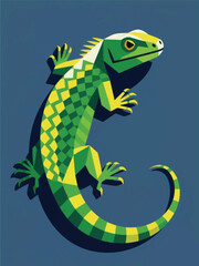 Green Iguana Illustrator Artwork Design Template Poster