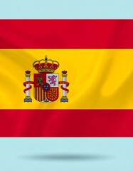 Fototapeta premium Spanish flag, waving, vibrant colors, national emblem