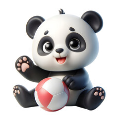 Cute 3D Panda Playing with Ball isolated on white background © adobe