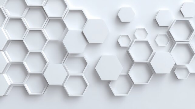 Geometric hexagonal pattern on subtle white background. Neural network AI generated - Powered by Adobe