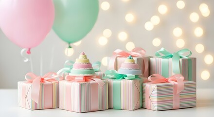 Beautiful Presents and Balloons for Celebration