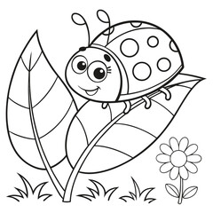 Cute cartoon ladybug happy expression isolated on white background