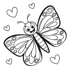 Cute cartoon butterfly isolated on white background