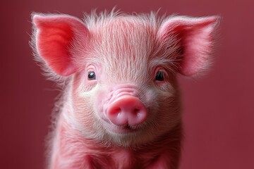 Cute piglet posing with blank space for meme creation at a studio setting