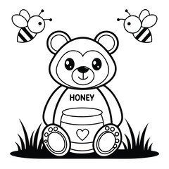 Cute plump teddy bear sitting on grass isolated on white background