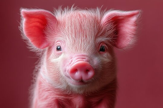 Cute piglet posing with blank space for meme creation at a studio setting