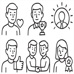 Employee appreciation line icon set vactor