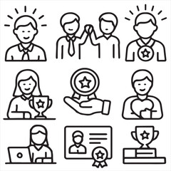Employee appreciation line icon set vactor
