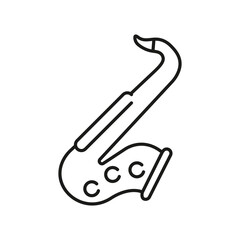 Black  white line art of a stylized saxophone. Editable stroke. Vector illustration