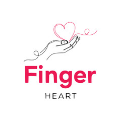 Finger Heart Logo Design – Love Hand Gesture Symbol