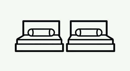 Vector illustration of two beds with pillows, simple vector design