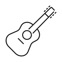 Lineart guitar featuring strings. Editable stroke. Vector illustration