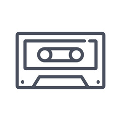 Cassette tape icon with rounded edges  two circles representing the tape reels. Editable stroke. Vector illustration