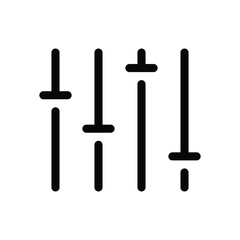 Four vertical sliders each with a horizontal line that appears to be able to move along each slider. Editable stroke. Vector illustration