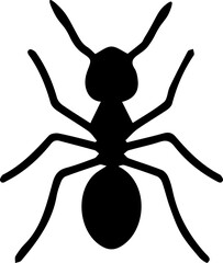 Ant Icon – Black Insect Silhouette Vector Illustration
