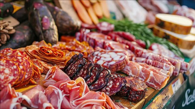Variety of Sliced Meats at Deli or Market