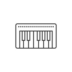 Line drawing of a keyboard featuring keys and a row of small dots. Editable stroke. Vector illustration