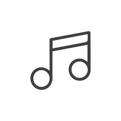 Line drawing of a musical note two black circles connected to a horizontal bar. Editable stroke. Vector illustration