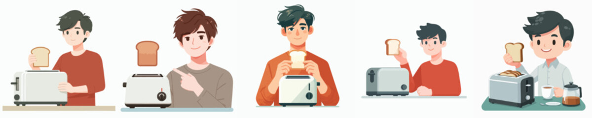 vector of a man making toast