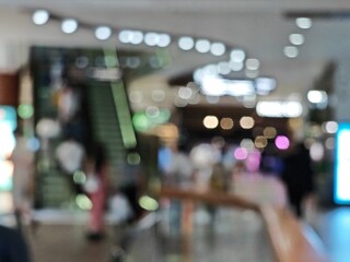 Abstract bokeh image of people in a shopping mall.