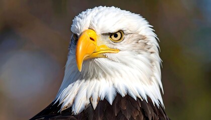 Obraz premium Close-up portrait of an American bald eagle. Sharp focus on head and feathers
