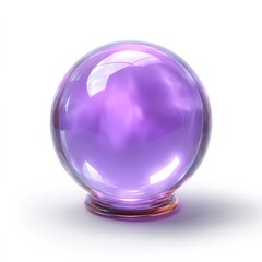 A purple crystal ball sits on a white background
