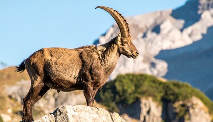 Ibex standing on a mountain rock