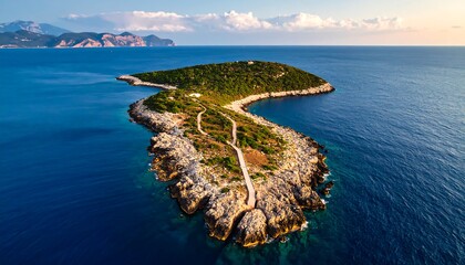 Serene island with coastal path