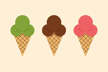 Colorful ice cream cones desert sweet treats